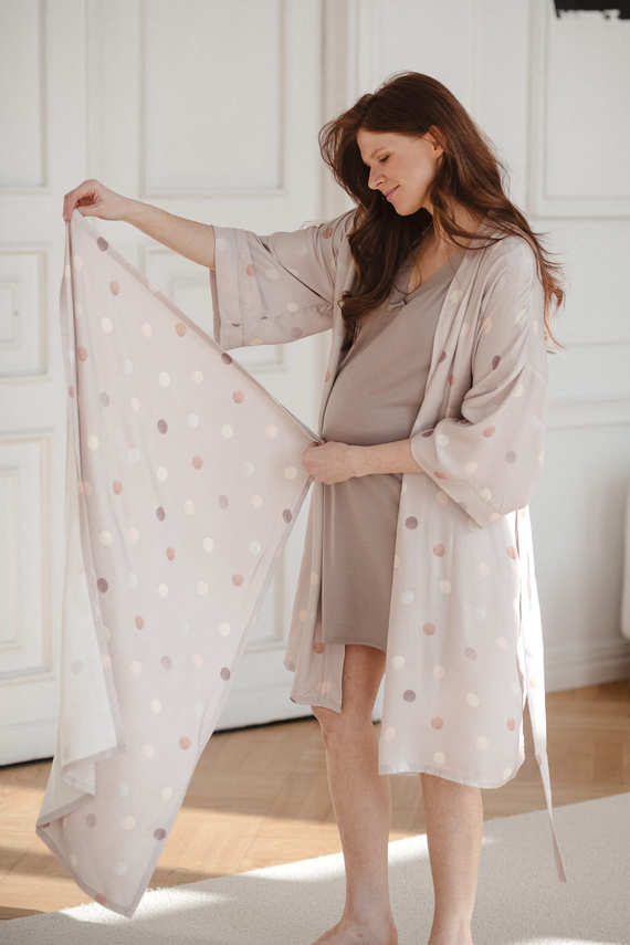 Polka Dots szlafrok bambusowy ciążowy Milk&Love 