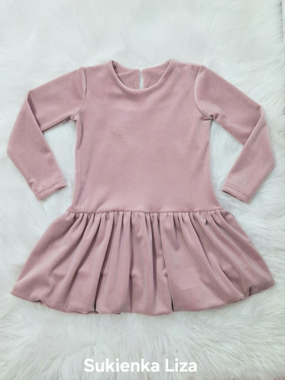 Abito Liza Velour per bambina Bambarillo rosa fumo - elegante e confortevole