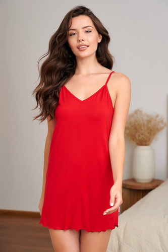 Doctor Nap 7534 Camicia da Notte Donna in Viscosa Rossa con Spalline