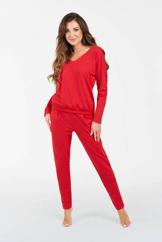 Karina Donna set manica lunga, pantaloni Moda Italiana - rosso