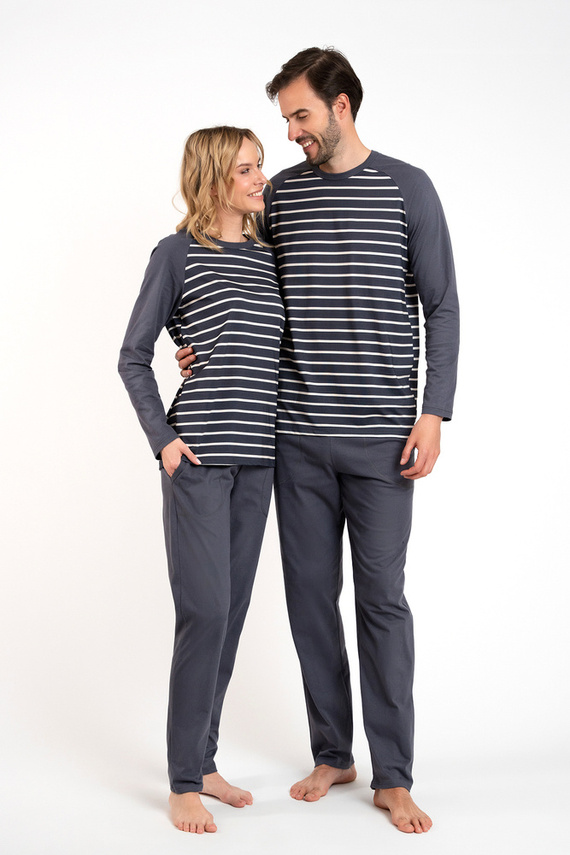 Oda Pigiama da donna manica lunga, pantaloni lunghi Moda italiana - stampa grafite/grafite