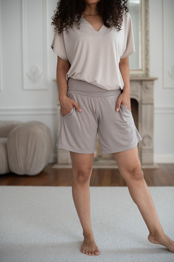 Milk&Love Moon pantaloni corti premaman in bambù per pigiama beige
