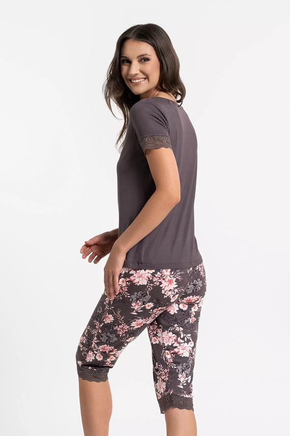 Pigiama donna Moraj PDD4900-0286 marrone in viscosa con scollo a V