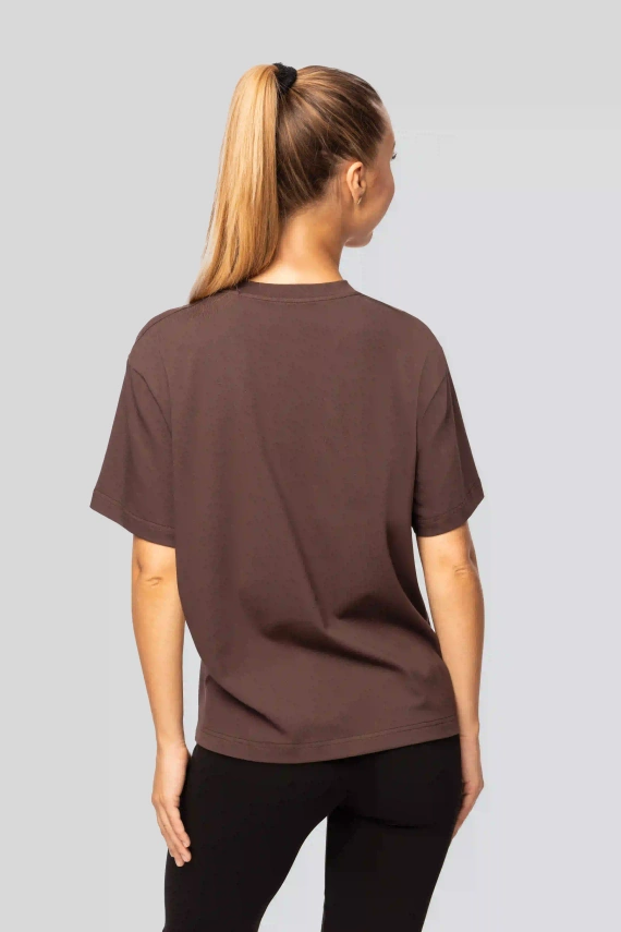 T-shirt da donna in cotone Urban Chocolate - Manica corta, taglio classico, alla moda con spacchetti | Materiale di alta qualità, elasticità