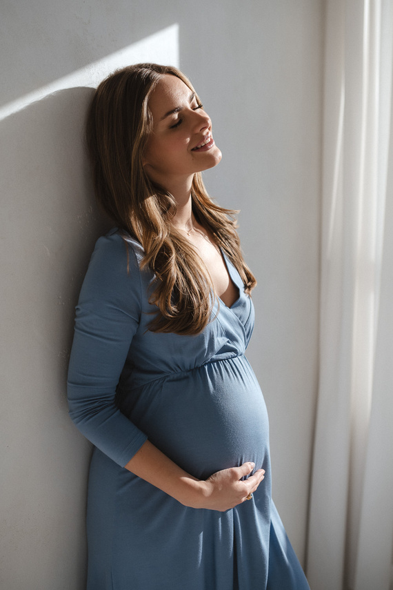 Star Light Camicia da notte in bambù per la gravidanza e l'allattamento 7/8 Milk&Love blu - traspirante, per l'ospedale, comoda per l'allattamento