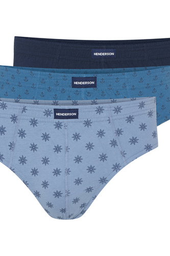 1446 K692 Slip Henderson uomo cotone blu-azzurro, 3 pezzi per scatola
