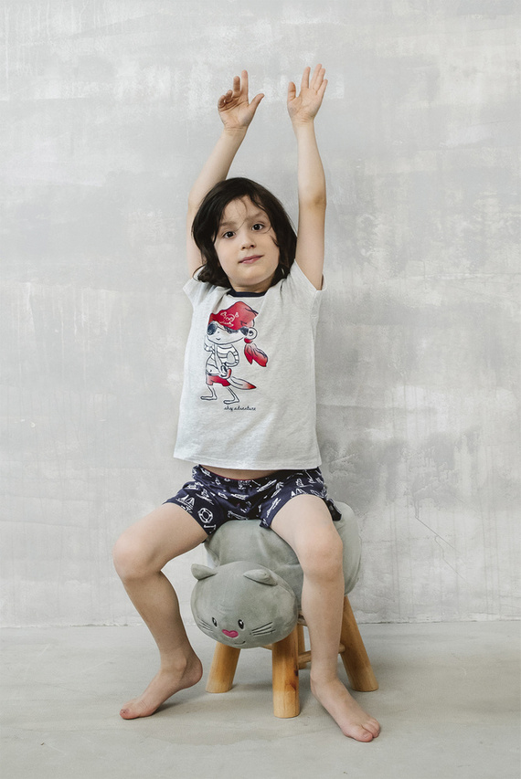 Kastos Pigiama a maniche corte per bambini, pantaloni Moda italiana - melange chiaro