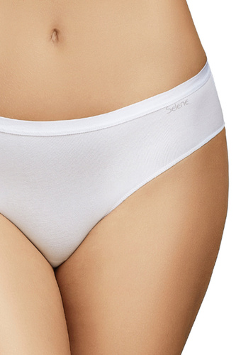 Figi bikini Selene 400 bianche cotone lisce classiche 2-pak