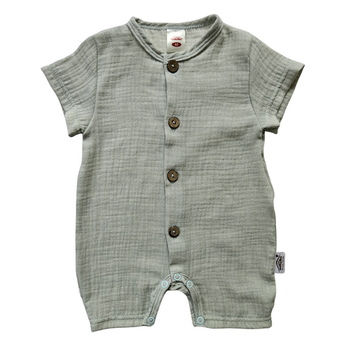Baby Rampers Just Muslin 02235RM Makoma menta 100% cotone, manica corta