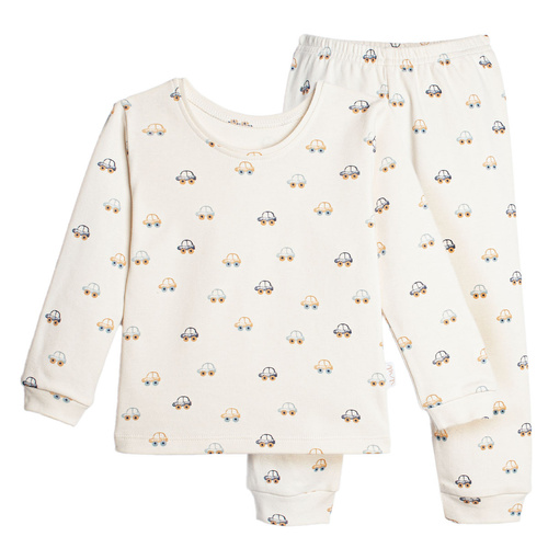 Pigiama bambino Nicol 222036 in cotone crema con macchinine colorate