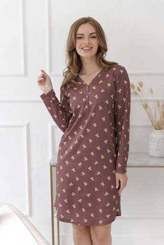 Camicia da notte Taro Lumi 3637 in cotone per allattamento manica lunga orsetti