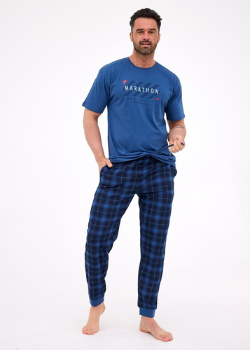 462/302 Marathon 2 Pigiama uomo Cornette in cotone blu navy - manica corta, set confortevole
