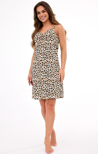 610/470 Camicia da notte Cornette Coco 4 - stampa leopardo, spalline sottili, 100% cotone