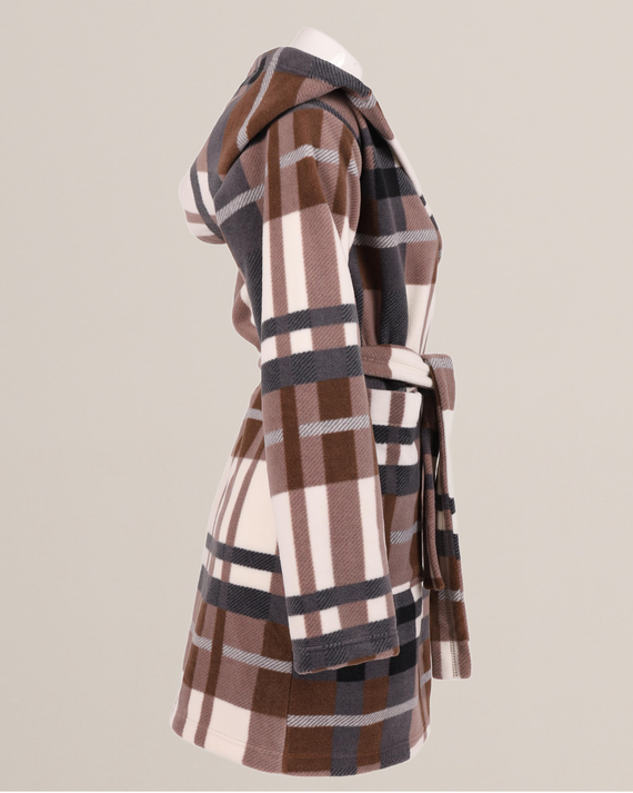 031 Coperta accappatoio De Lafense - vestaglia da donna in caldo pile Super Cozy, marrone