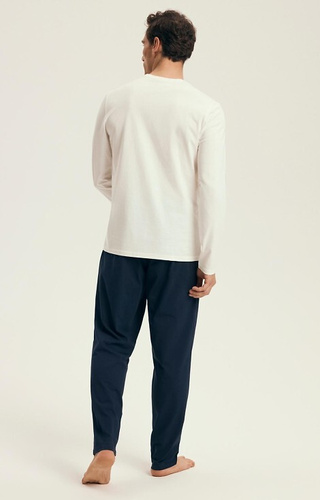 43475 Loji Pigiama uomo Henderson Core bianco - set in cotone stampa montagna