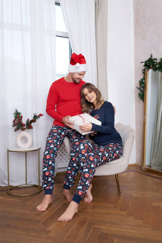 Makala Pigiama a maniche lunghe e pantaloni lunghi da donna Italian Fashion - blu navy/stampa