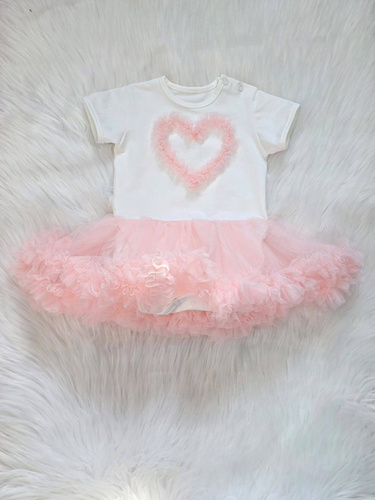 Body vestito Mia Bambarillo neonata con gonna in tulle elegante apricot