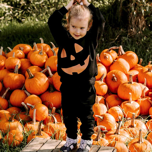 Eevi Halloween tuta da ginnastica per bambini nera - set caldo, felpa e pantaloni