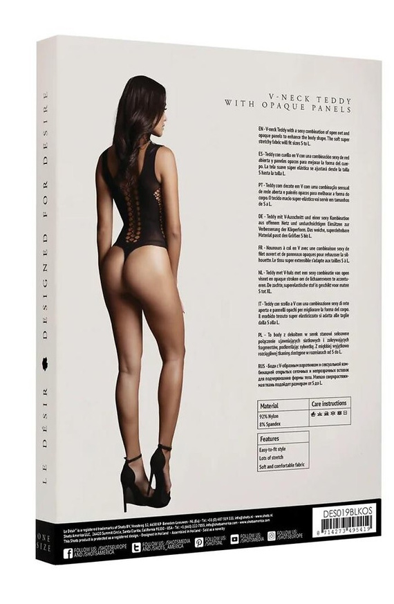 Body DES019 Le Désir nero con scolli e ritagli S-L, XL-4XL