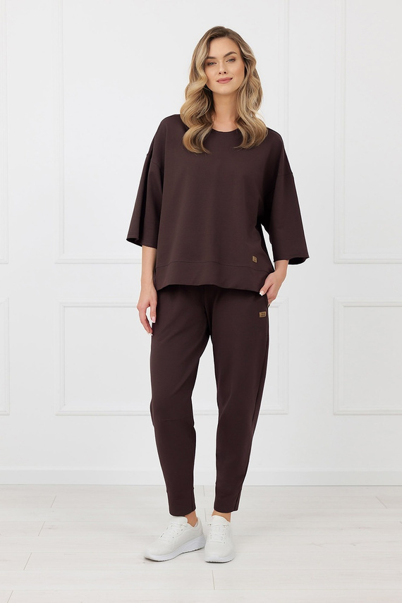 Pantaloni tuta Kaori Italian Fashion cotone marrone