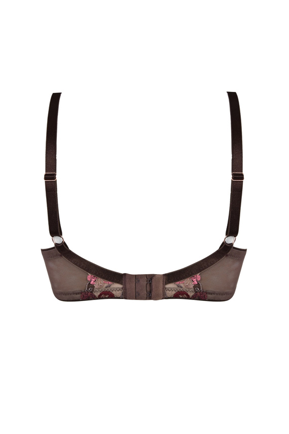 Reggiseno Mediolano 19255 in pizzo color cioccolato con ricamo floreale