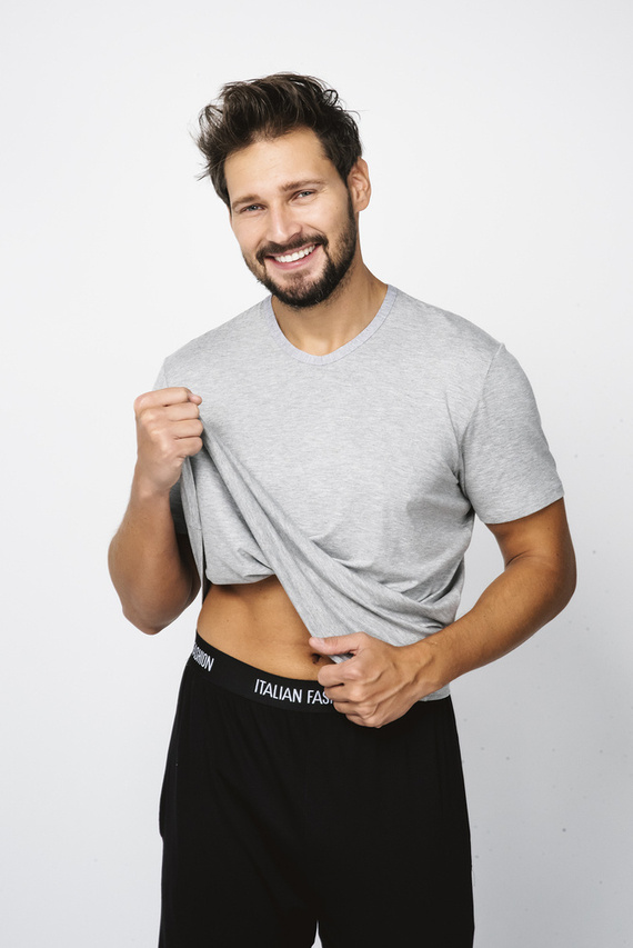 Dallas Pigiama uomo manica corta, pantaloni lunghi Moda italiana- melange/nero