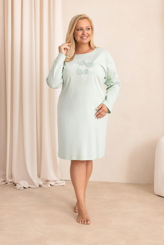 Camicia da notte donna Regina 2010 100% cotone manica lunga motivo verde