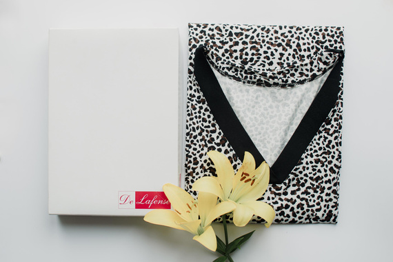 853 Kendall De Lafense - Camicia da notte in viscosa Panther - camouflage ecru