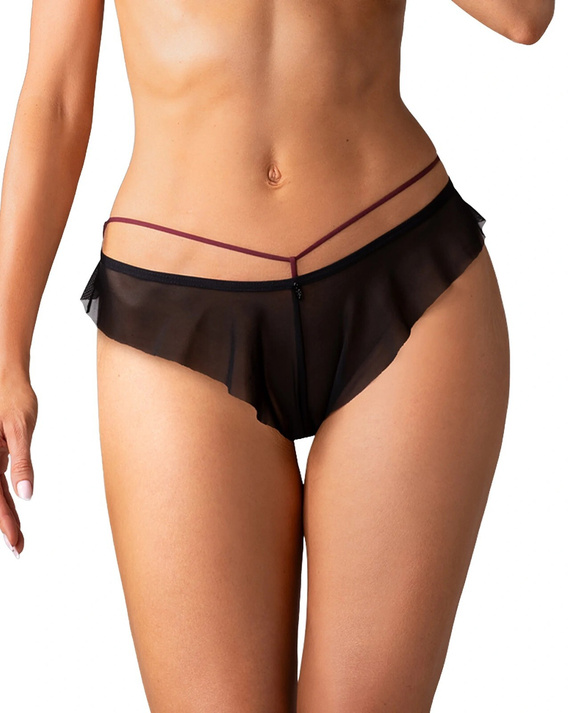Slip da donna Obsessive Parisel Panties bordeaux con fasce e volant
