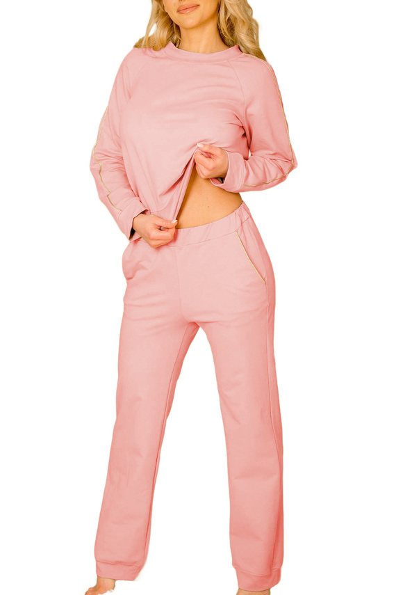 Maio tuta donna Mirale cotone 95% cotone 5% elastan, produzione polacca - set sportivo elegante - rosa