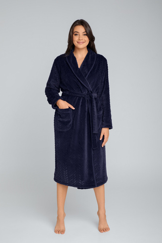 Bona Vestaglia da donna in pile Italian Fashion - blu navy
