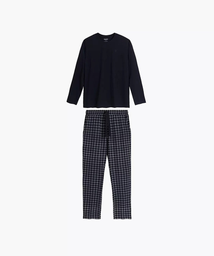 NMP-393 Blu Atlantico - pantaloni da pigiama da uomo in flanella di cotone