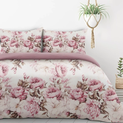 Biancheria letto Peony1 Design 91 floreale reversibile morbida con zip