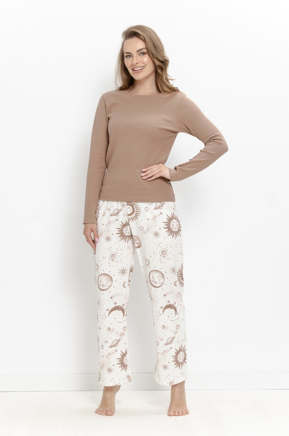 Pigiama donna Taro Astra 3618 in cotone, lunga, marrone Cosmos