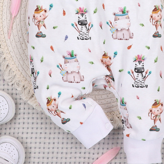 ABN-5537 Tutine per bambini Nini Happy Animals in cotone biologico - bottoni a pressione senza nichel, ipoallergeniche, produzione polacca