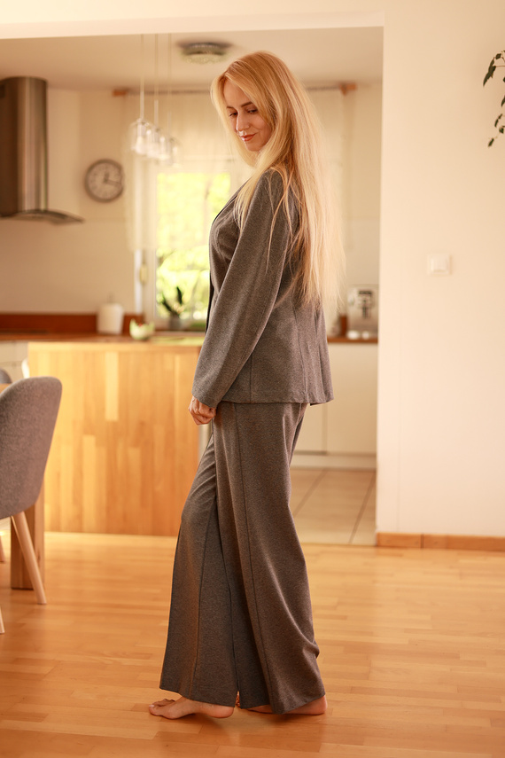 Emi - giacca elegante da donna, 95% cotone 5% elastan | marchio polacco Mirale - grigio