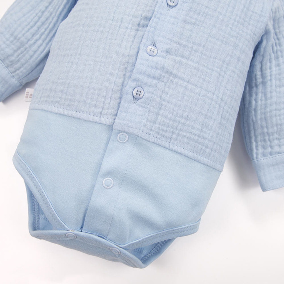 Corpo camicia in mussola da cerimonia con colletto per bambino Eevi elegante- blu