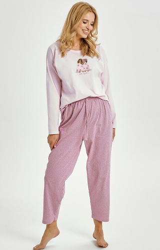 3434 Elisa Pigiama donna Taro - 100% cotone, manica lunga, stampa cagnolini