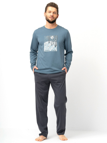 Pigiama uomo Key MNS 627 grigio - cotone, manica lunga, taglio classico