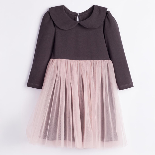 Vestito bambina Nicol Tosia 225166 in tulle grigio e rosa cipria