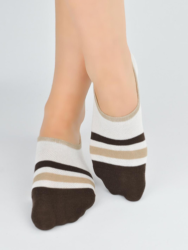 Calzini ballerina Noviti ST092 donna – cotone con silicone sul tallone ecru E