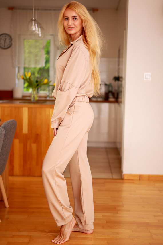 Tuta da donna Fogo in cotone con tasche - Mirale - Produzione polacca - beige