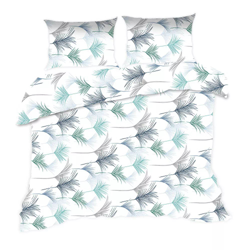 1817N Biancheria da letto in cotone Classic E24 Karo leaves bianco blu - 100% cotone, resistente, colorato, set da 2 pezzi