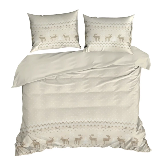 Biancheria da letto natalizia Luke Eurofirany beige - cotone ranforce, reversibile