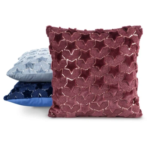 CHP313 Federa natalizia Eurofirany 45x45 con paillettes 3D stelle bordeaux