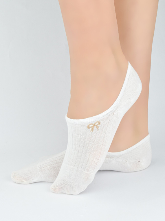 Ballerine donna Noviti ST097 in cotone a coste con ricamo decorativo