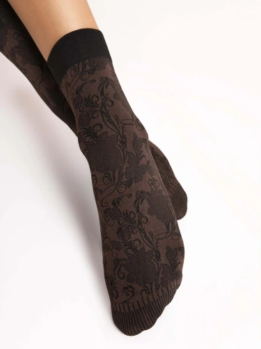 Fiore G1201 Mimosa Calze da donna 40 DEN Microfibra Fiori Mocca