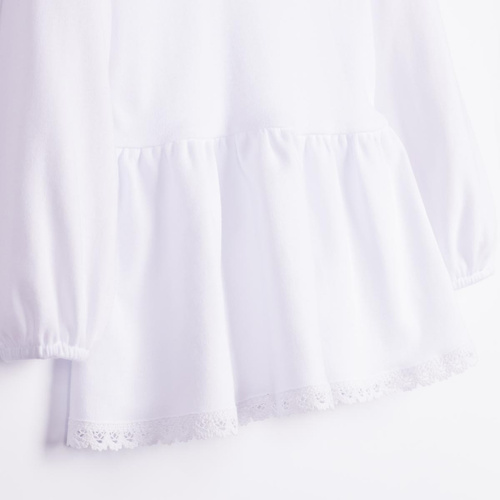 Blusa bambina Nicol 163705 100% cotone bianca con baschina e pizzo