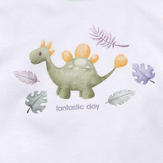 ABN-5565 Body Dino Explorer in cotone biologico Nini bianco- cotone biologico, manica lunga