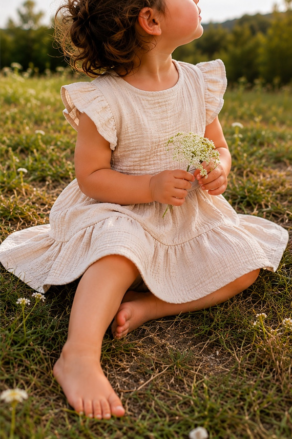 Vestito in mussola Mamatti SE50515 bambina – abito estivo leggero cotone